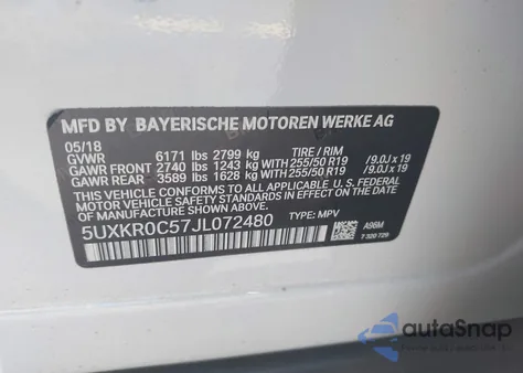 2018 BMW X5 xDrive35I from USA, damaged, VIN 5UXKR0C57JL072480